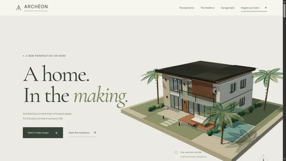 ARCHÉON architecture visualization showing the original house concept