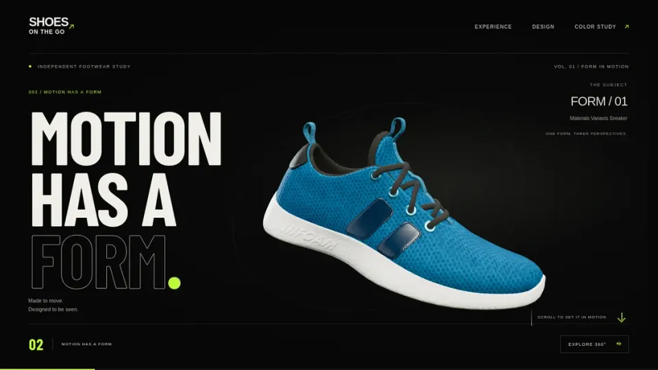 Shoes on the Go 3D footwear presentation with model inspection controls