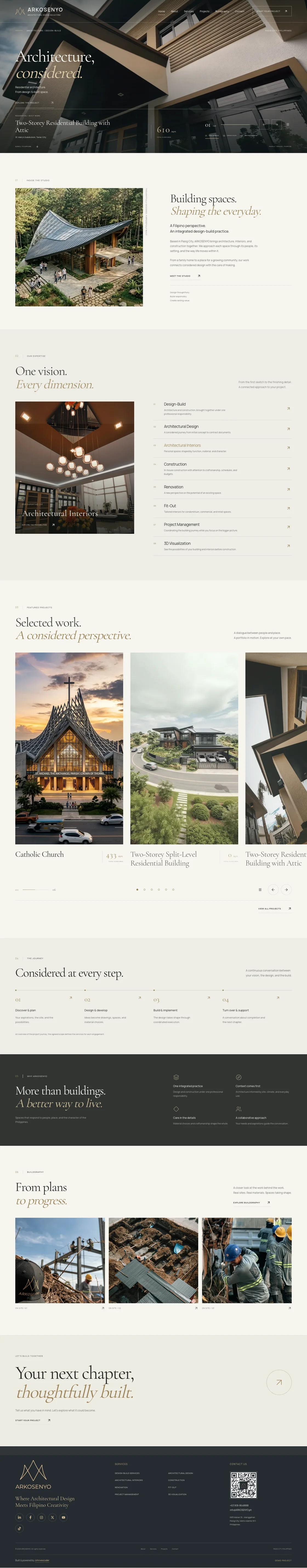 ARKOSENYO — An architecture website demonstration presenting design, interiors, and construction.