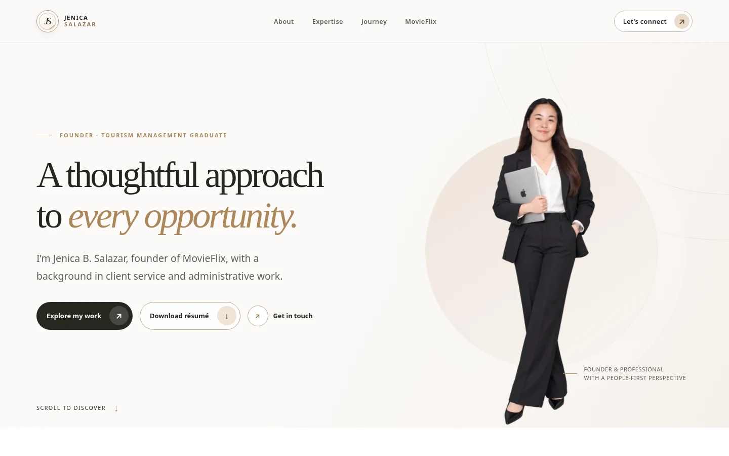 Jenica Salazar's Portfolio interface screenshot