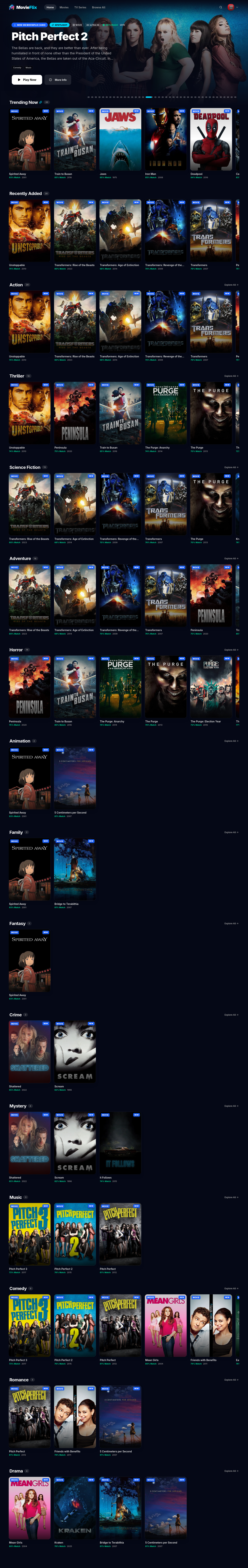 MovieFlix interface screenshot