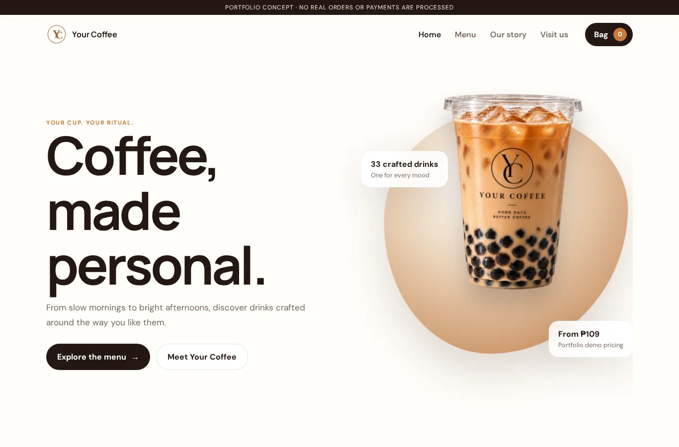 Your Coffee interface screenshot